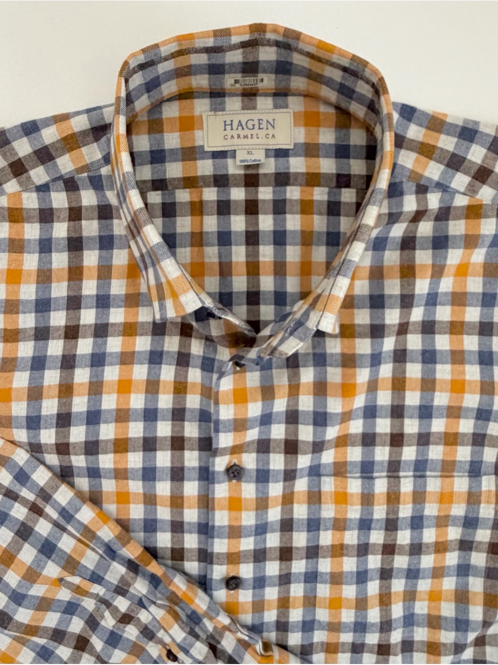 Hagen Carmel CA Shirt Plaid Long Sleeve Button Front Cotton Shirt Men’s XL $195